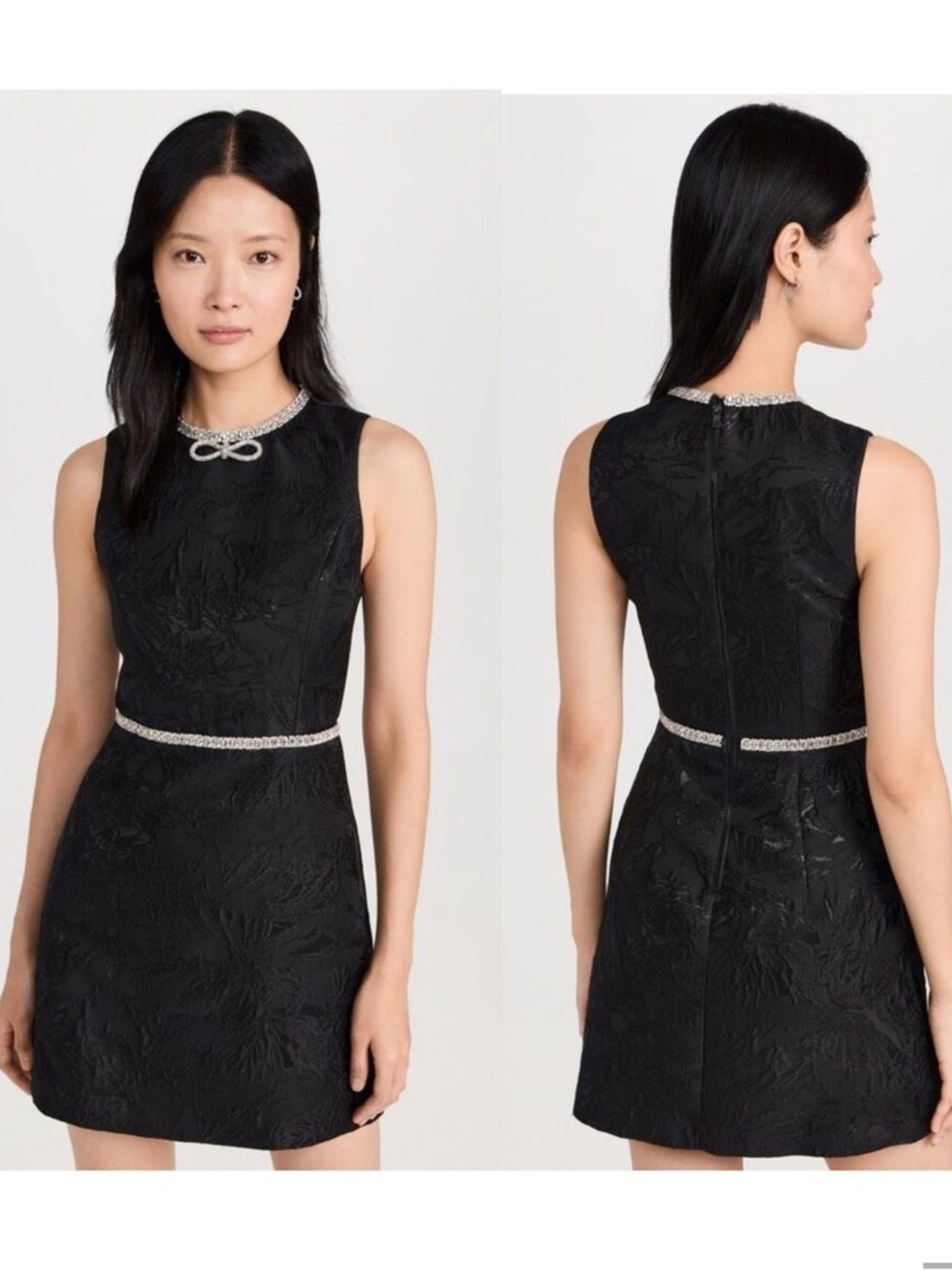 Alice + Olivia Ellis Crystal embellished sleeveless jacquard mini dress